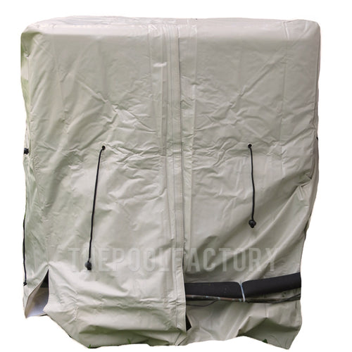 How does the cover stay in place during bad weather?