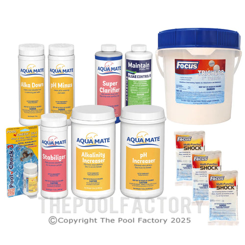 How does this chemical package help maintain healthy pool water?