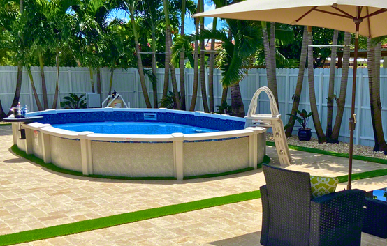 Saltwater 8000 Semi Inground Pool  with Pavers