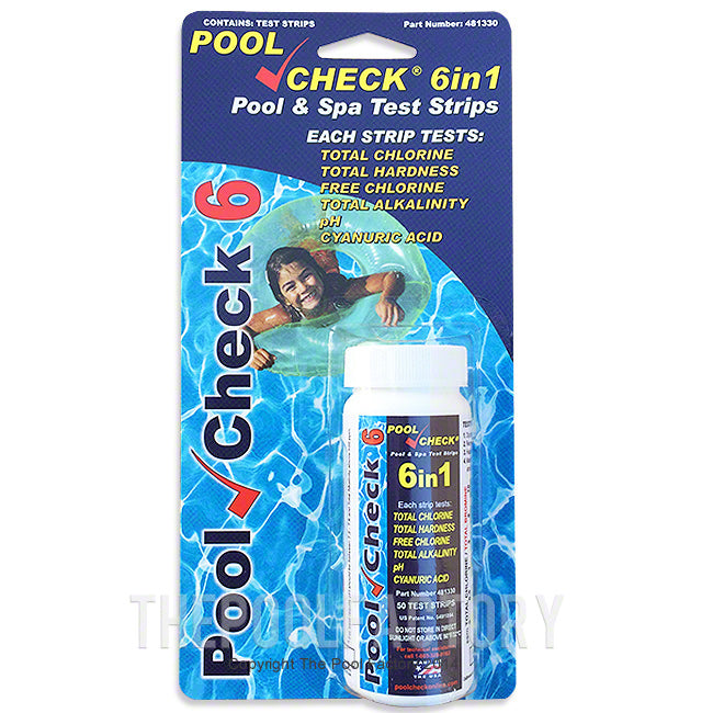 Pool Check 6 In 1 Chlorine Test Kit (50 Strips)