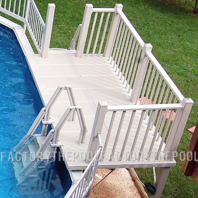 5X10 Resin Straight Side Pool Deck With In-Pool & Ground to Deck Steps - Close-Up View